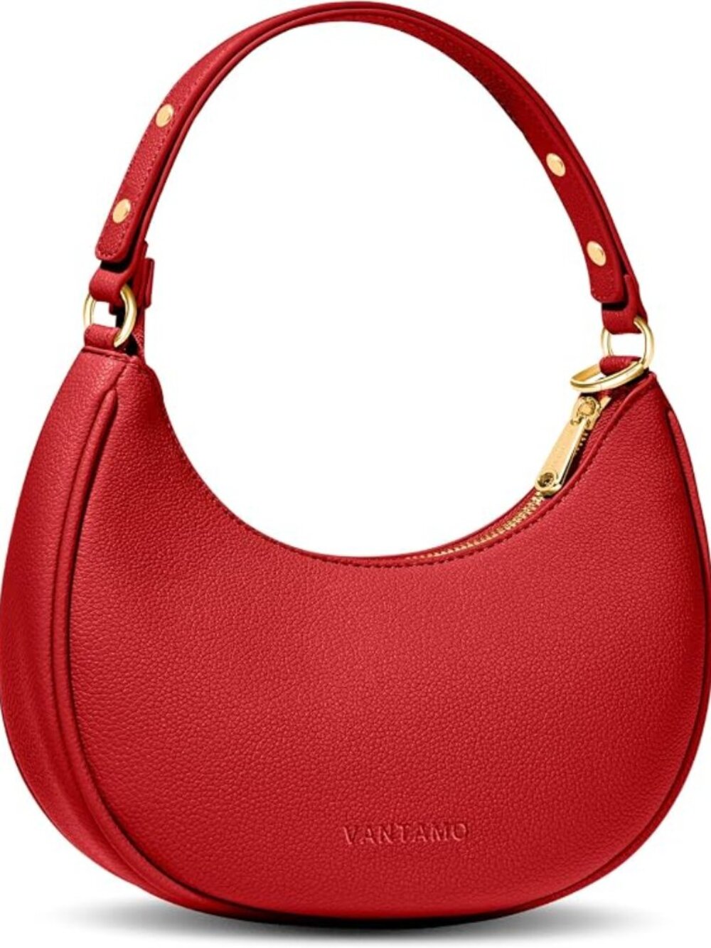 👜Women's Red Vegan Leather Hobo Bag Slouchy Shoulder Tote Handbag Purse Soft